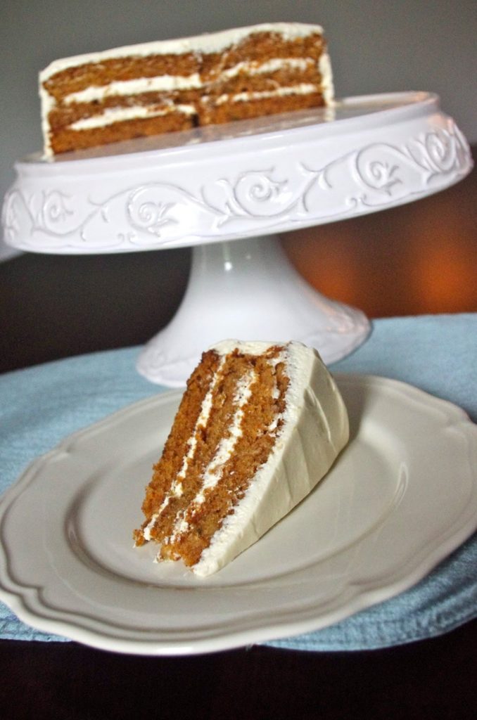 Carrot Cake with Maple Cream Cheese Frosting | www.thebatterthickens.com