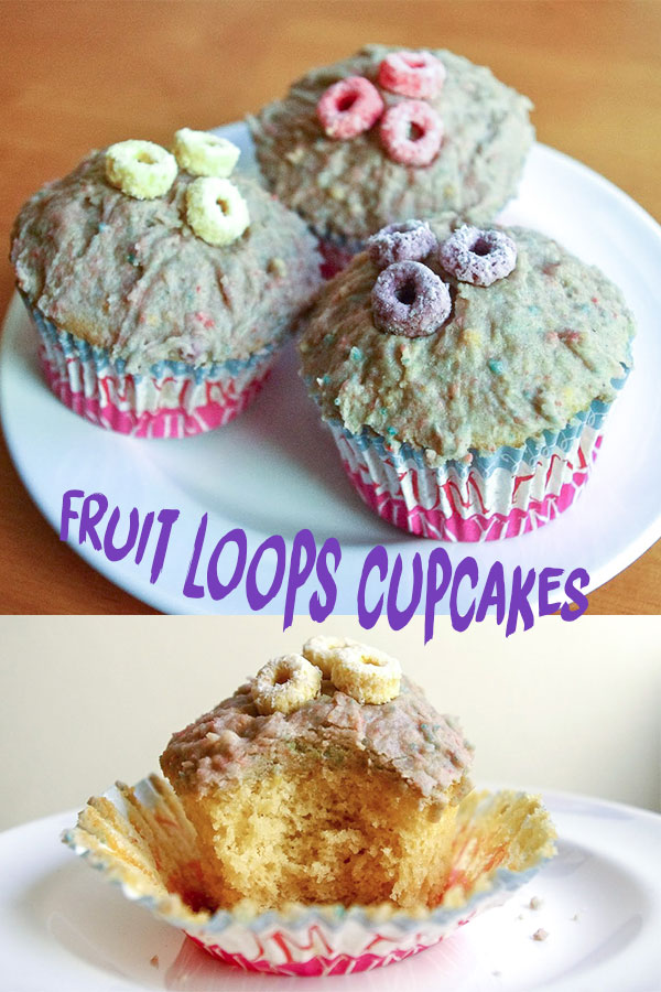 Fruit Loops Cupcakes - All part of a complete breakfast! With Fruit Loops blended right into the frosting, one bite will instantly transport you back to childhood (or delight your kiddos!) #cupcakes #fruitloops #cereal #kidsbaking #dessert #bakingrecipe | www.thebatterthickens.com