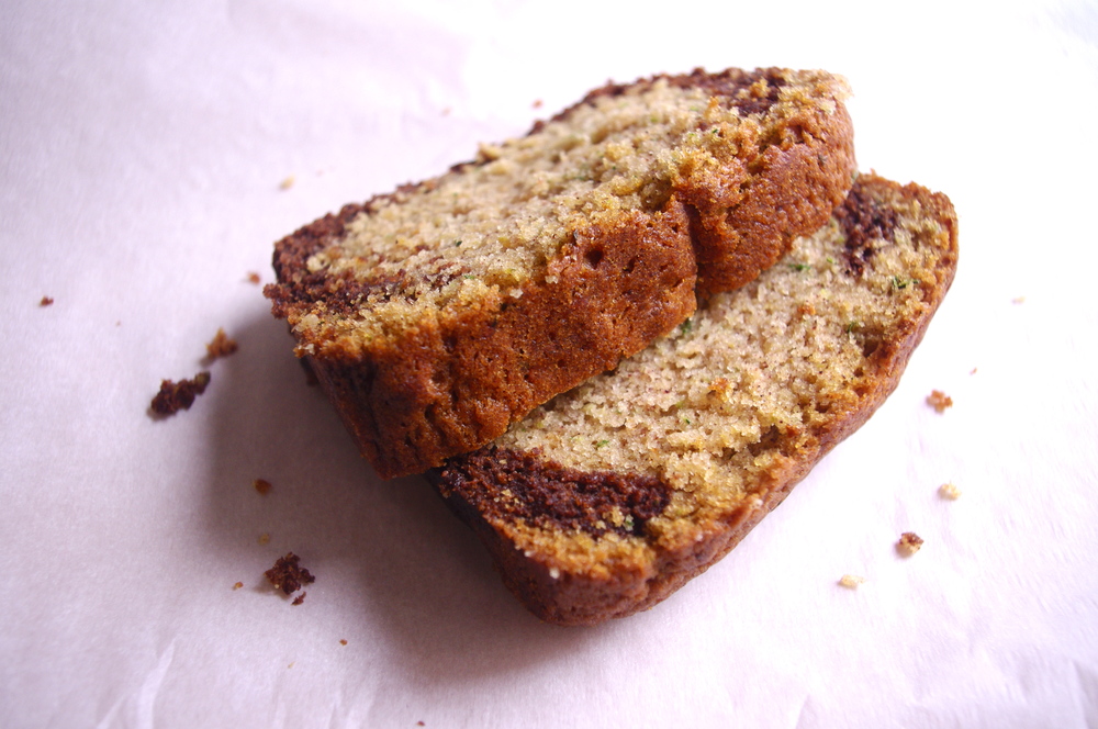 Ovaltine Black Bottom Zucchini Bread - a chocolate zucchini bread recipe with Ovaltine-infused zucchini bread on the bottom | www.thebatterthickens.com