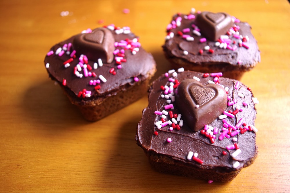 Chocolate Frosted Brown Butter Blondies with Valentine's sprinkles