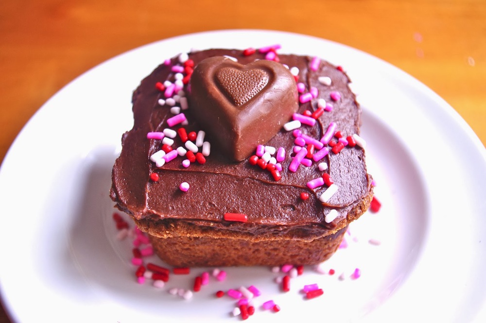 Chocolate Frosted Brown Butter Blondies with Valentine's sprinkles