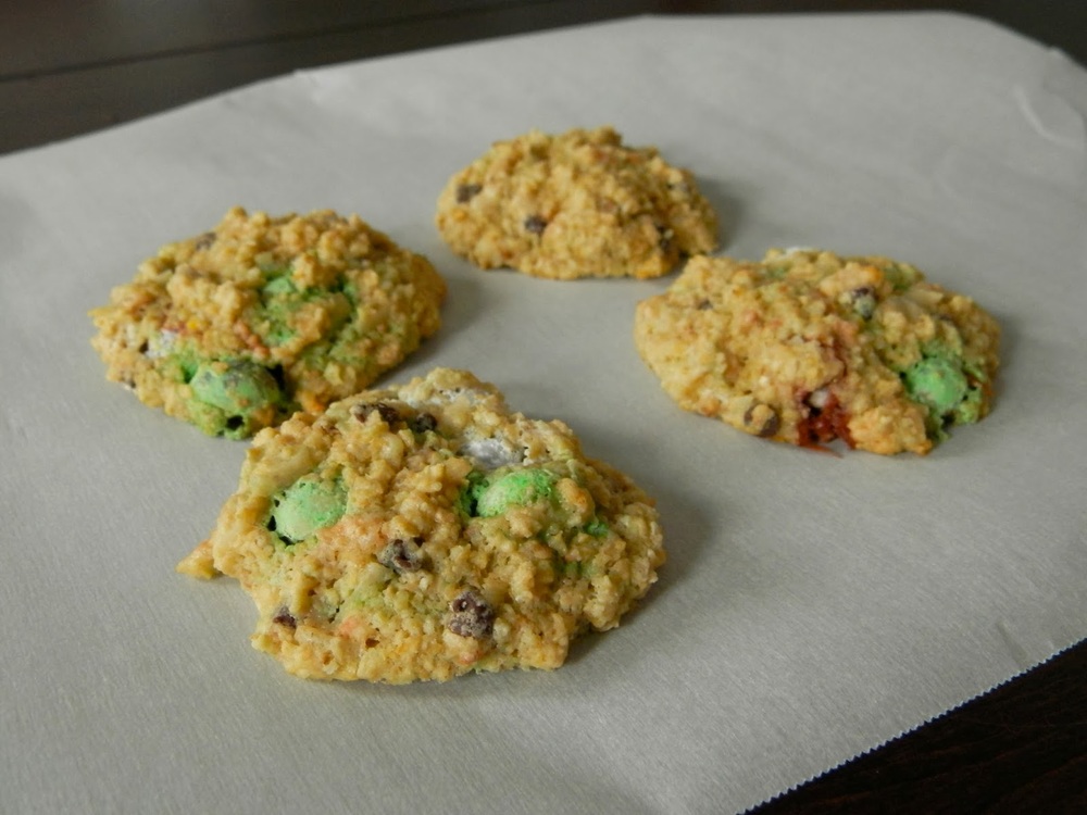 Healthier Coconut M&M Cookies - lightened up with oat flour, minimal added sugar, and greek yogurt | www.thebatterthickens.com