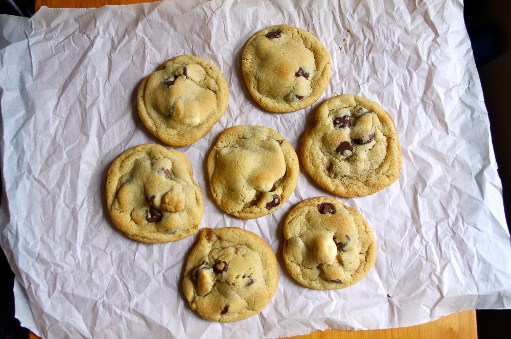 Chocolate Covered Coffee Bean Cookies - chocolate chip cookies made with chocolate-covered coffee beans #chocolatechip #cookies #espressobeans | www.thebatterthickens.com