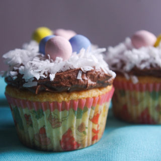 Almond Joy Cupcakes with Cadbury Mini Eggs Nest is the perfect dessert to celebrate Easter or the arrival of spring - www.thebatterthickens.com