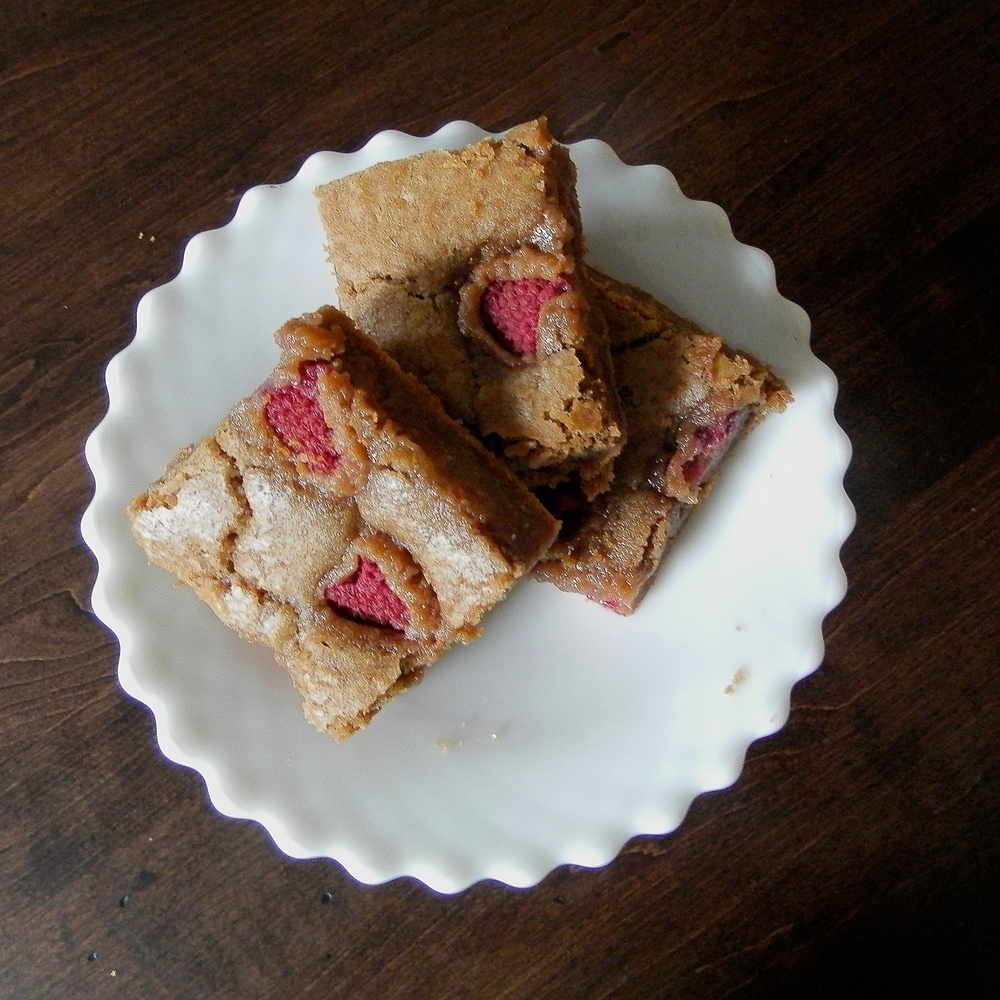 Brown Butter Nutella Raspberry Blondies