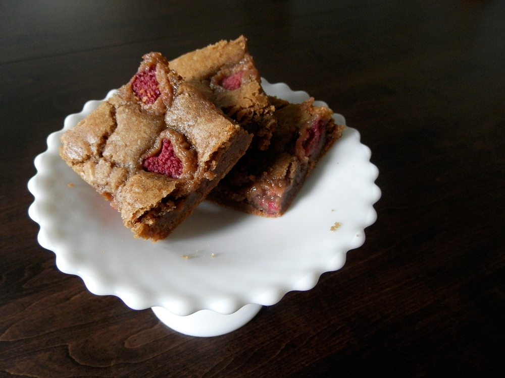 Brown Butter Nutella Raspberry Blondies