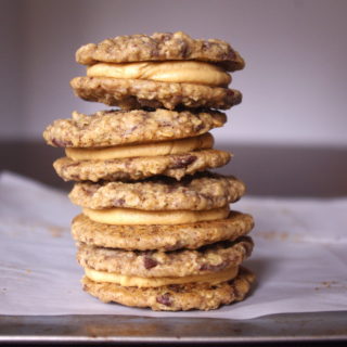 oatmeal sandwich cookies with peanut butter filling