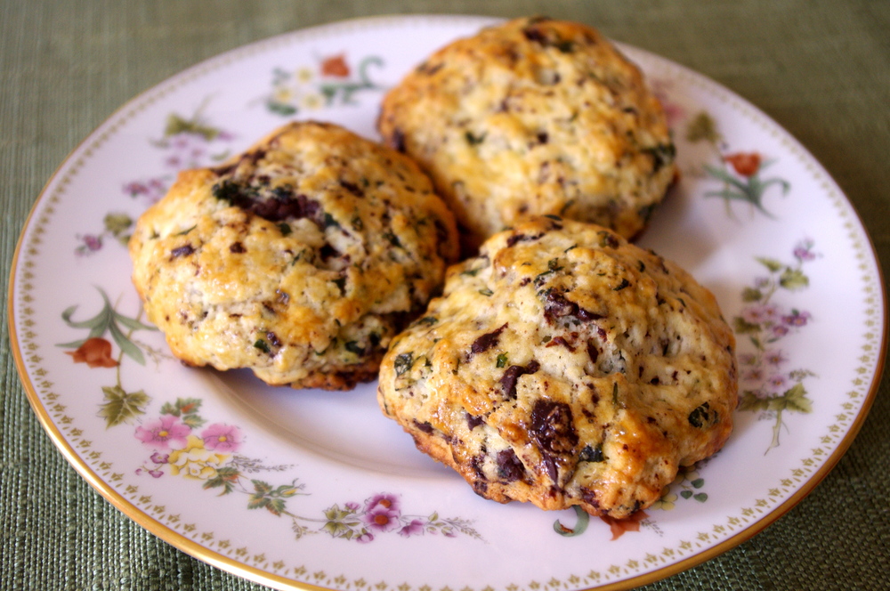 Basil Dark Chocolate Scones - a unique, savory-sweet treat for your breakfast or afternoon tea | www.thebatterthickens.com