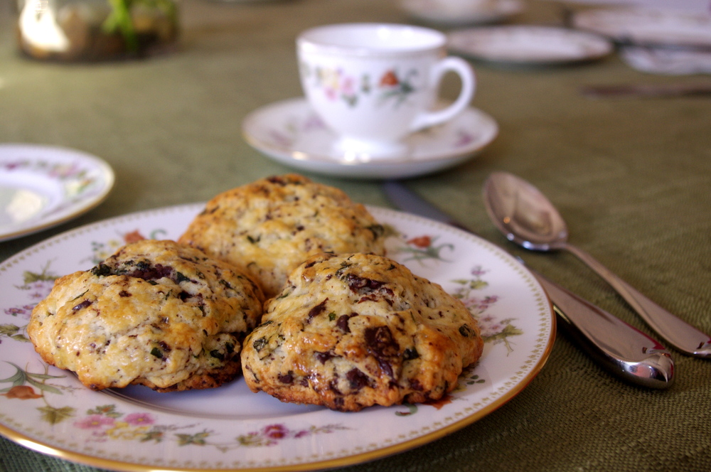 Basil Dark Chocolate Scones - a unique, savory-sweet treat for your breakfast or afternoon tea | www.thebatterthickens.com