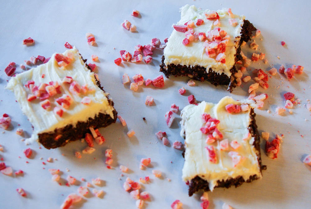 Flourless Peppermint Hot Chocolate Brownies - www.thebatterthickens.com