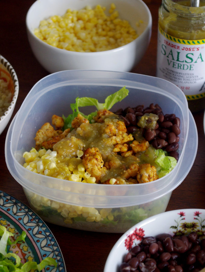 Tempeh Cauliflower Rice Burrito Bowls | these plant-based vegetarian burrito bowls are easy to make, full of flavor, and gluten-free! they're a great healthy lunch to bring to work or school | www.thebatterthickens.com