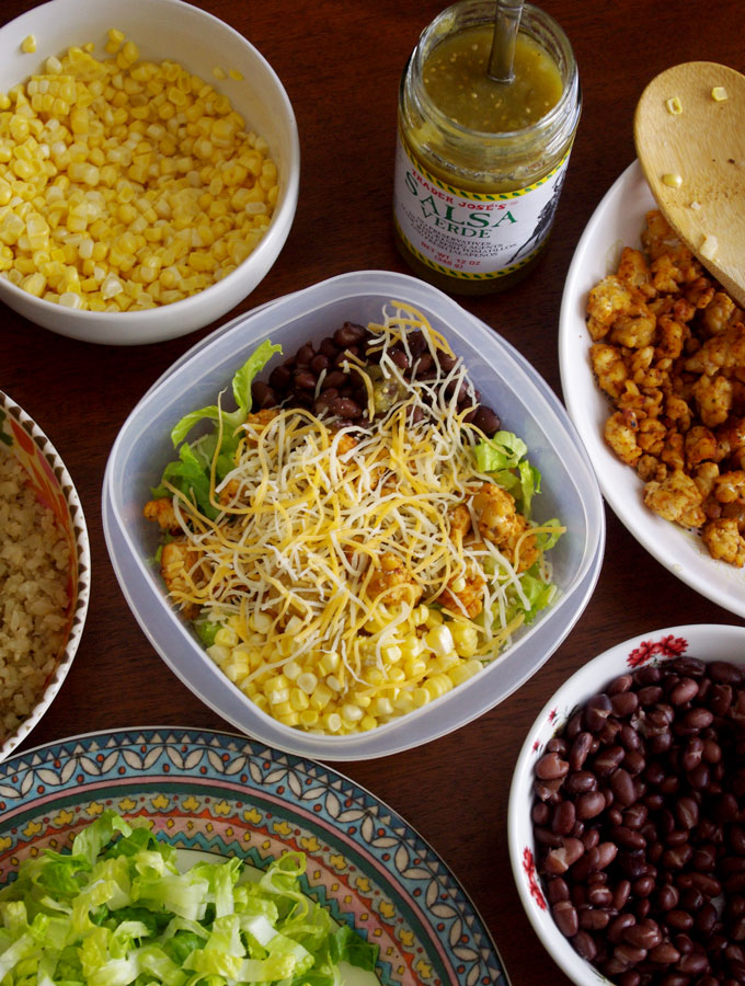 Tempeh Cauliflower Rice Burrito Bowls | these plant-based vegetarian burrito bowls are easy to make, full of flavor, and gluten-free! they're a great healthy lunch to bring to work or school | www.thebatterthickens.com