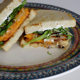 Harvest Sweet Potato Sandwich with Apple Butter and Goat Cheese | www.thebatterthickens.com | @thebatterthickens