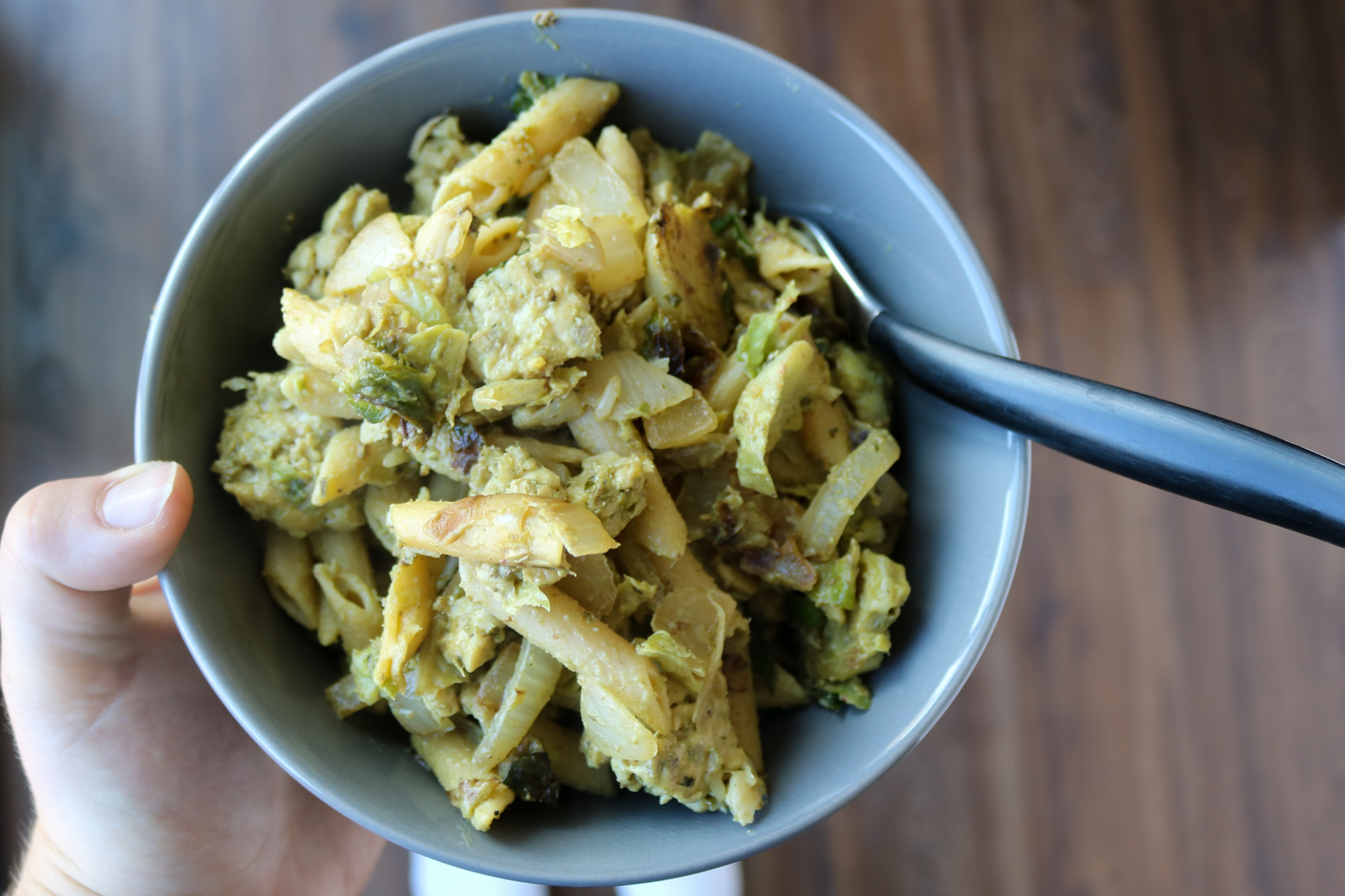 Banza Pasta With Creamy Pesto And Tempeh Vegetarian The Batter Thickens