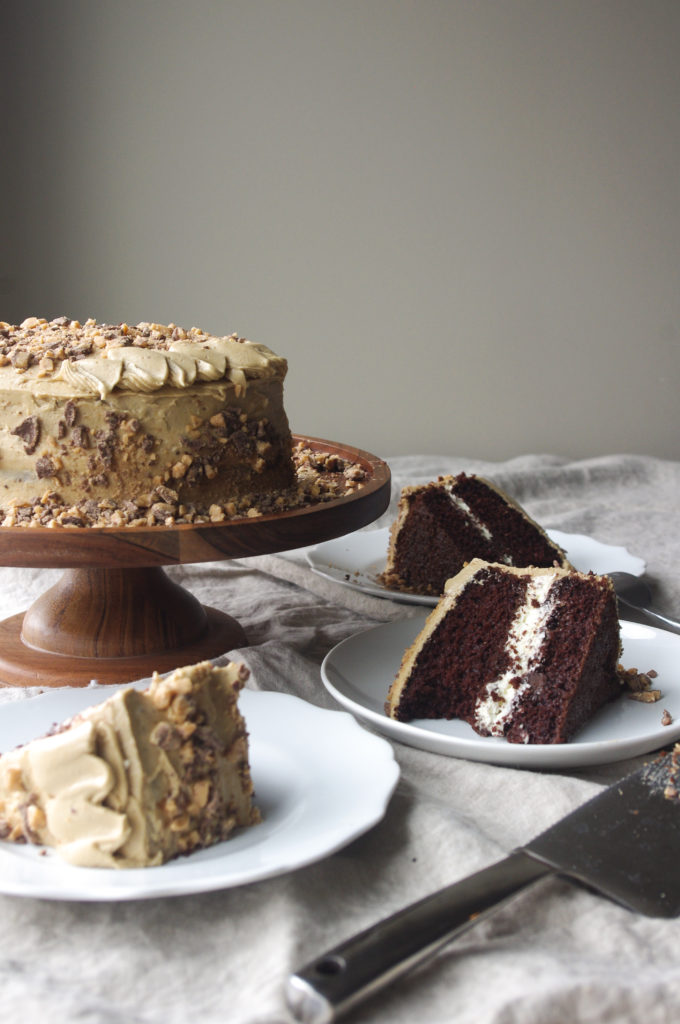 Better Than Anything layer cake - decadent layers of devil's food cake, salty caramel sauce, chocolate ganache, and whipped cream all made from scratch #betterthansex #cake #saltedcaramel #devilsfood #frosting | www.thebatterthickens.com