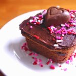 Chocolate Frosted Brown Butter Blondies with Valentine's sprinkles
