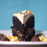 Dark Chocolate Butterscotch Crunch Cake is salty, crunchy, caramel-y, chocolatey heaven in the form of a butterscotch devil's food poke cake with butterscotch chocolate ganache and butterscotch buttercream | www.thebatterthickens #butterscotch #pokecake