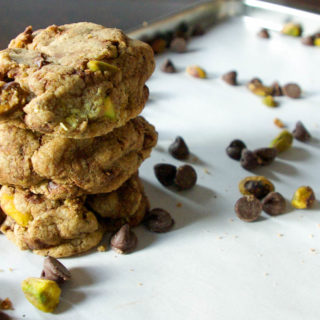 Brown Butter Coffee Pistachio Chocolate Chip Cookies