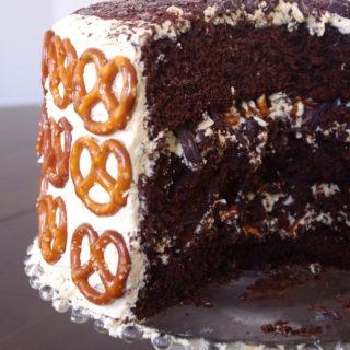Chocolate-Peanut Butter Pretzel Cake