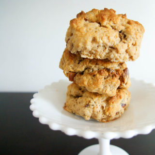Maple Date Scones for your afternoon tea table, made with whole wheat flour, oats, maple syrup, and dates - www.thebatterthickens.com