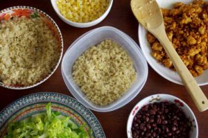 Tempeh Cauliflower Rice Burrito Bowls | these plant-based vegetarian burrito bowls are easy to make, full of flavor, and gluten-free! they're a great healthy lunch to bring to work or school | www.thebatterthickens.com